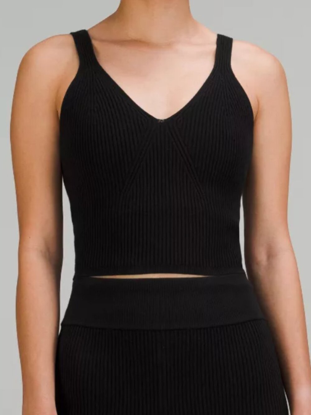 Lululemon Ribbed Knit Cropped Tank Black Size 6 NWOT